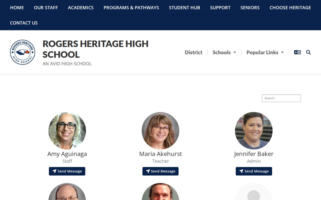 Rogers people directories Rogers Heritage High School staff directory