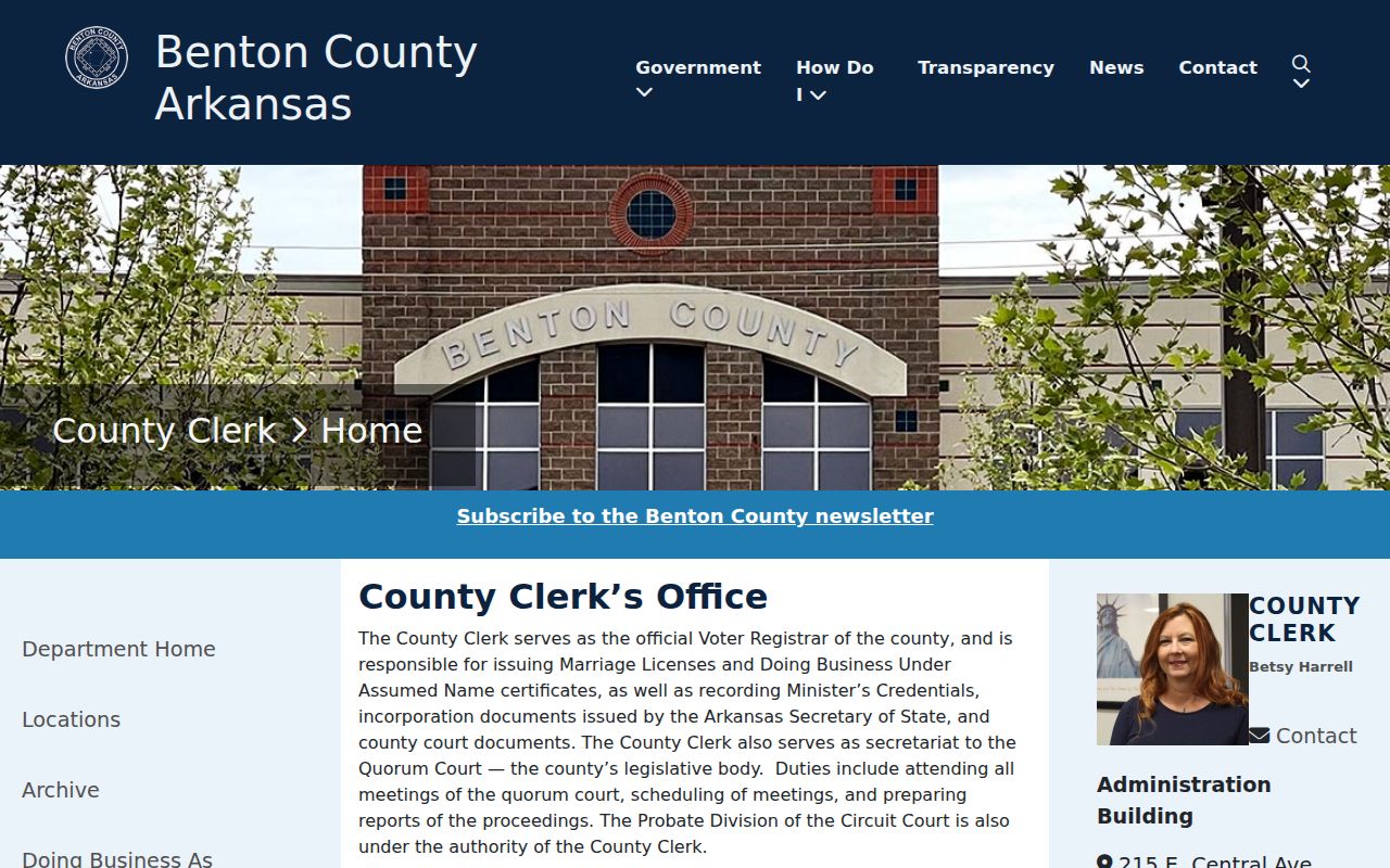 Rogers voter registration records through the Benton County Clerk office page